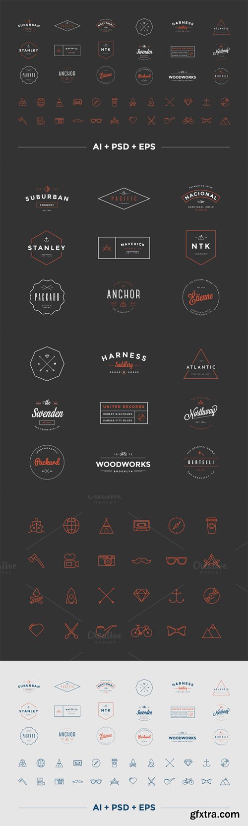 CreativeMarket - Hipster Vintage Logo Pack 60468