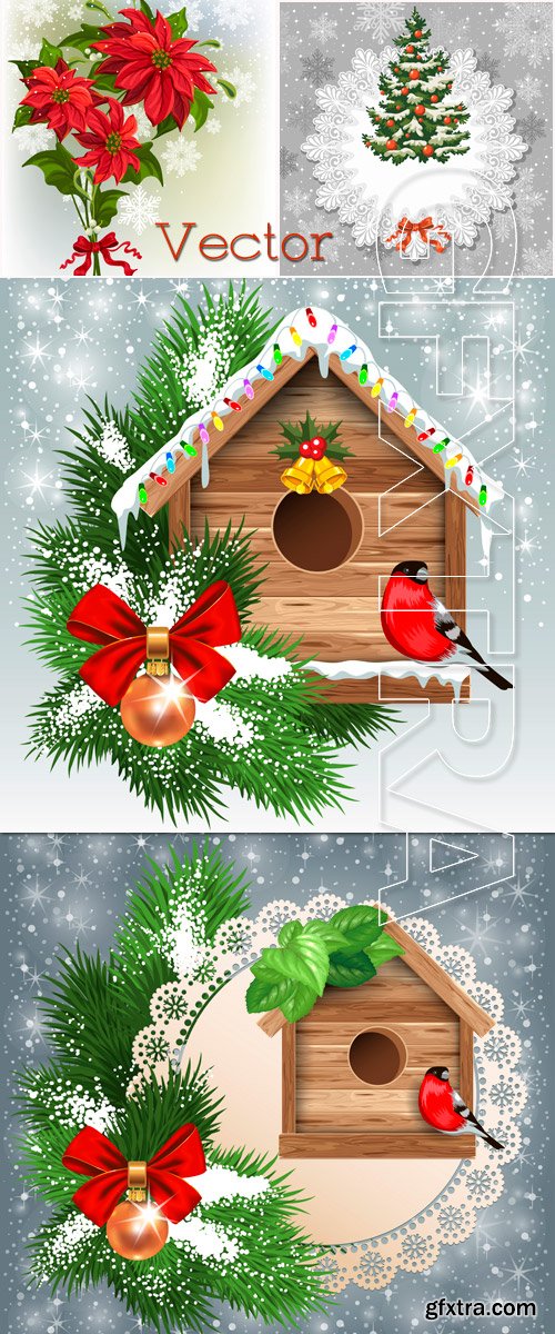 New Year's backgrounds in Vector with a nesting box