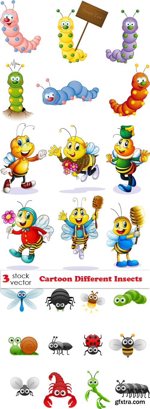 Vectors - Cartoon Different Insects