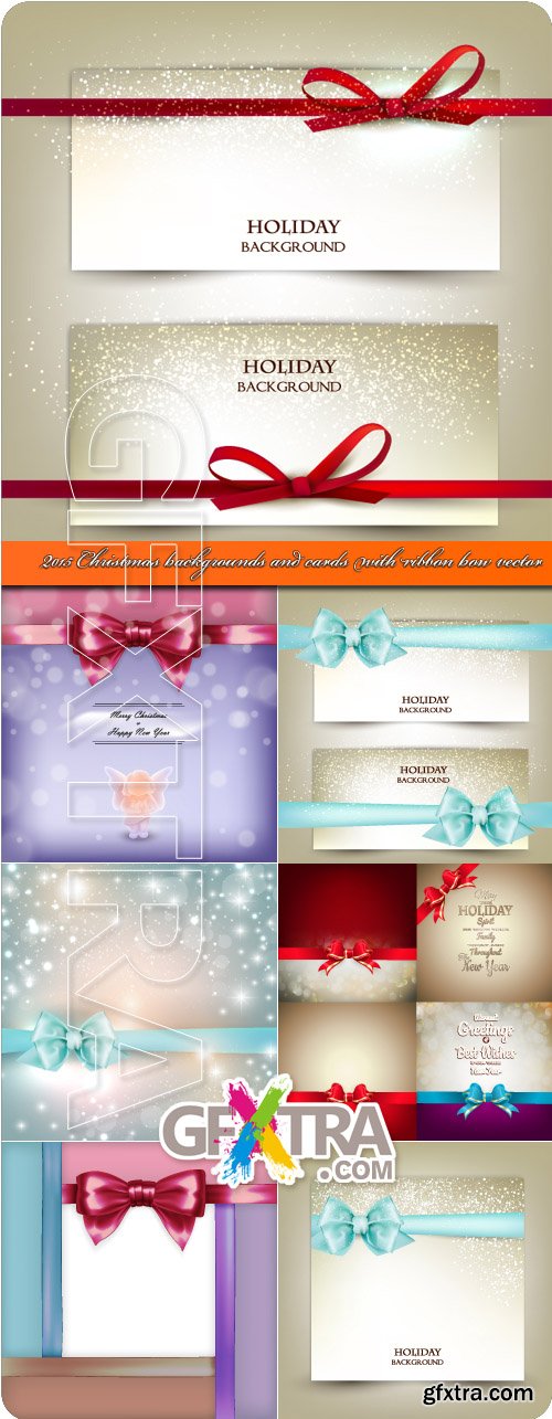 2015 Christmas backgrounds and cards with ribbon bow vector