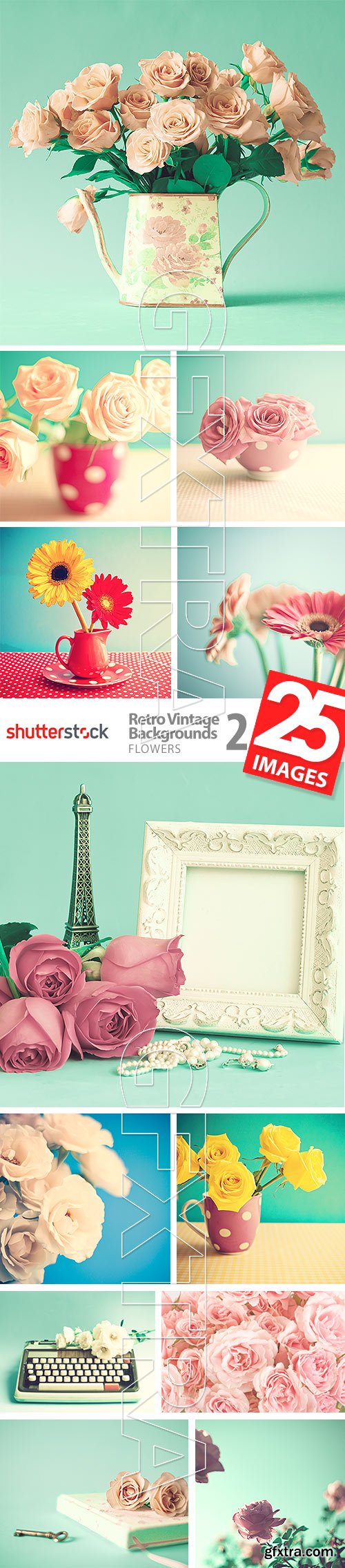 Retro Vintage Backgrounds 2 - Flowers 25xJPG