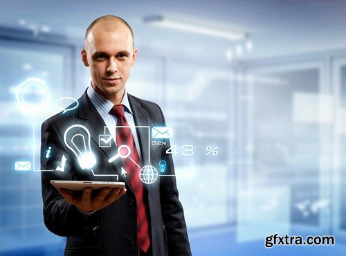 Stock Photos - Businessman with tablet 2, 25xJPG