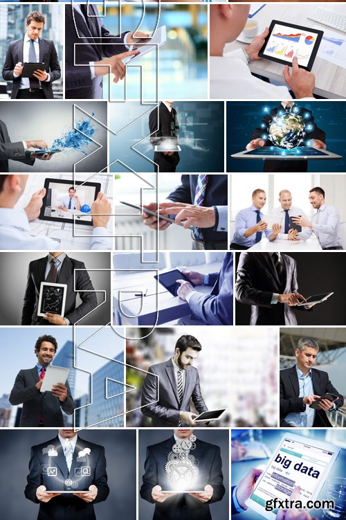 Stock Photos - Businessman with tablet 2, 25xJPG