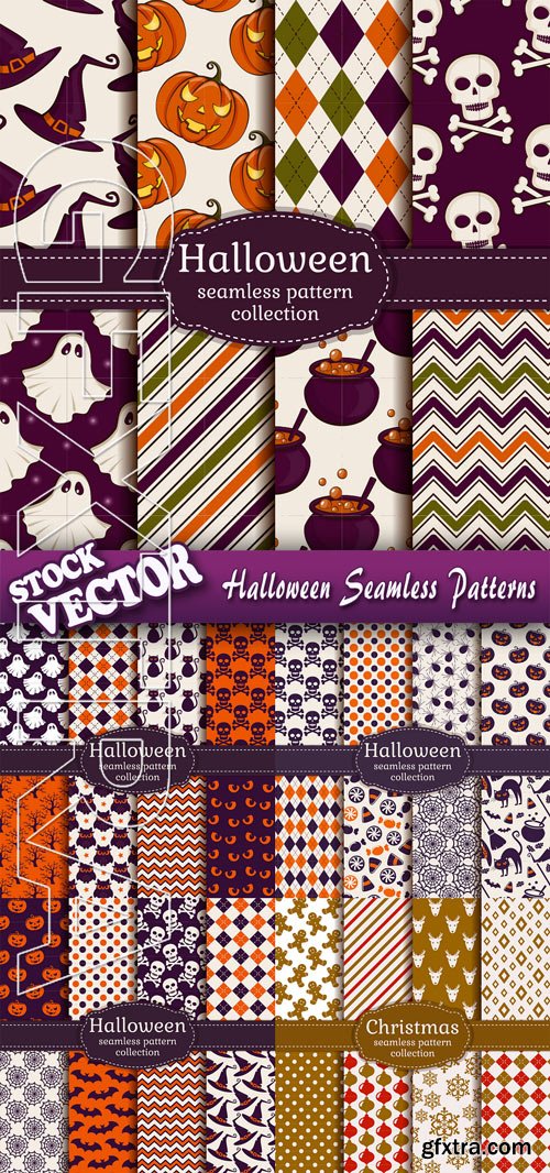 Stock Vector - Halloween Seamless Patterns