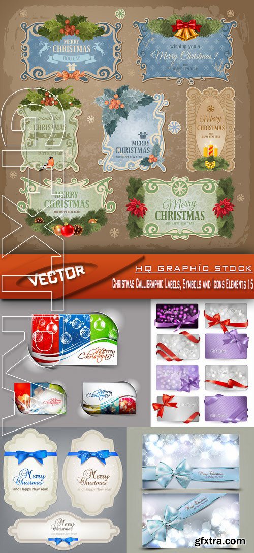 Stock Vector - Christmas Calligraphic Labels, Symbols and Icons Elements 15
