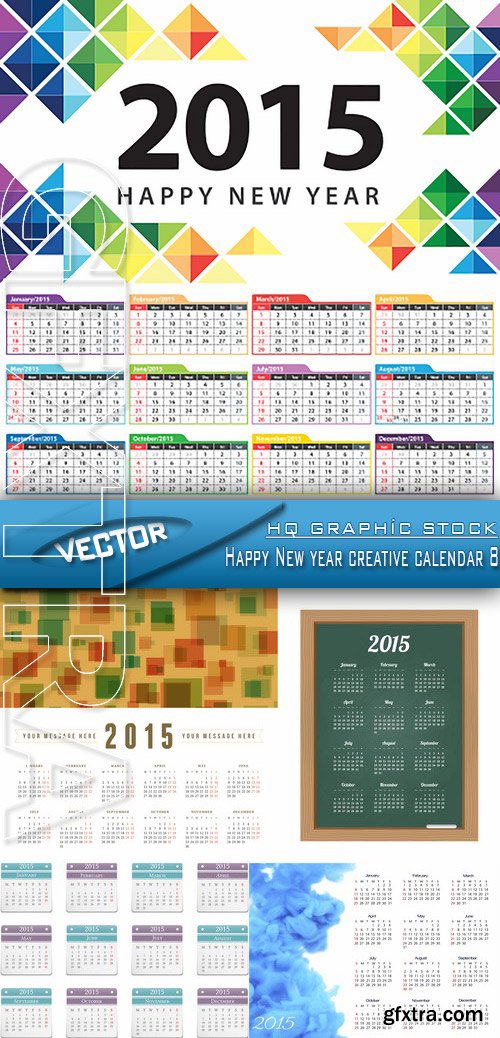 Stock Vector - Happy New year creative calendar 8