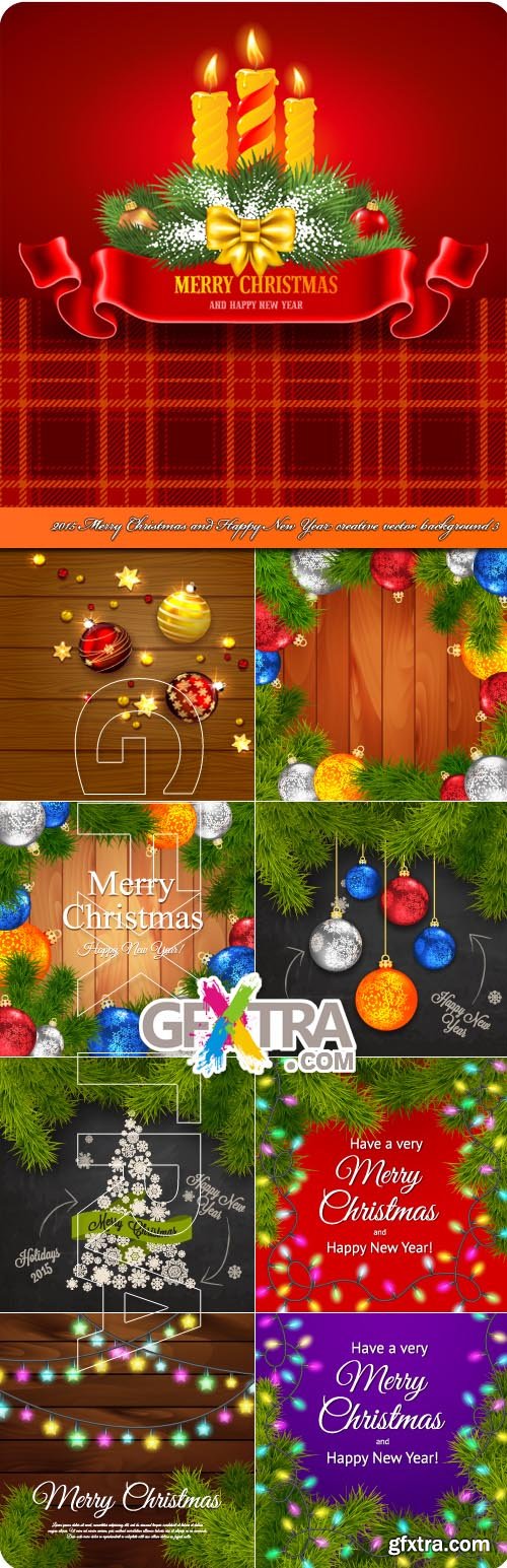 2015 Merry Christmas and Happy New Year creative vector background 3