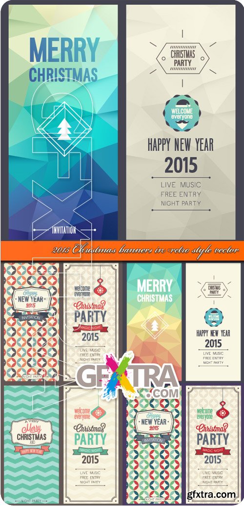 2015 Christmas banners in retro style vector