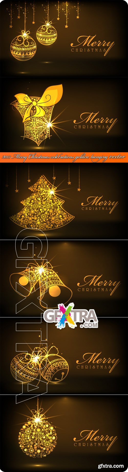 2015 Merry Christmas celebrations golden hanging vector