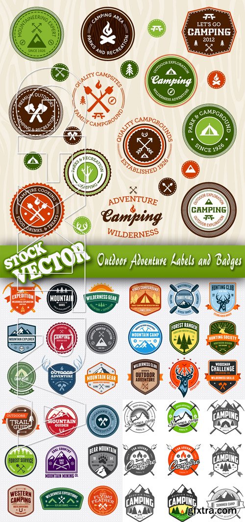 Stock Vector - Outdoor Adventure Labels and Badges