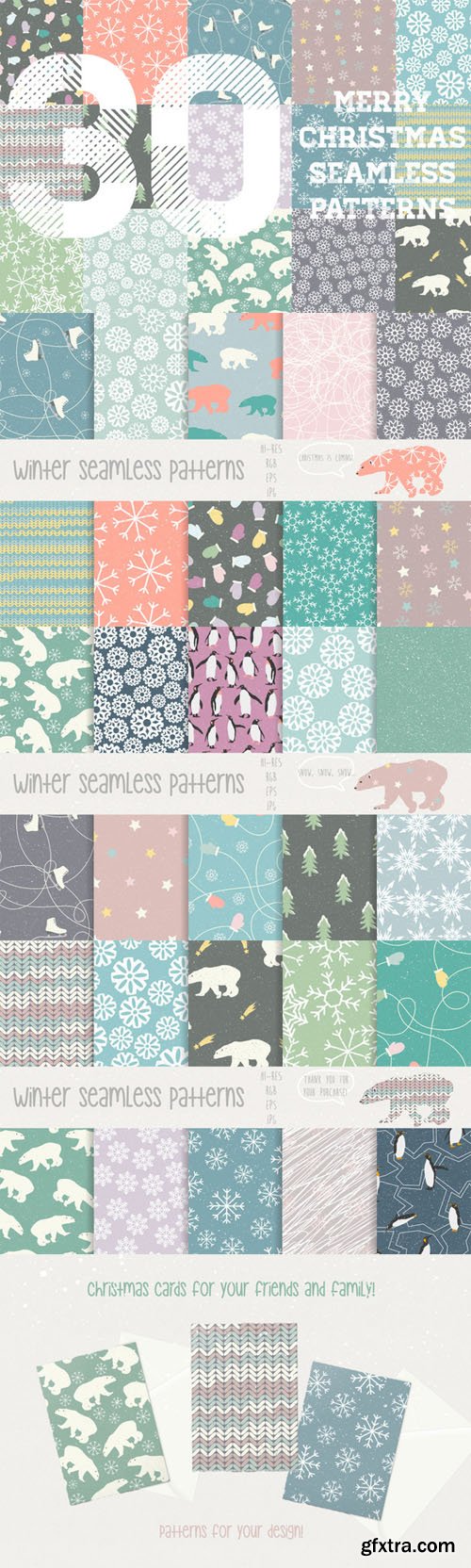 CreativeMarket - Merry Christmas patterns 111053