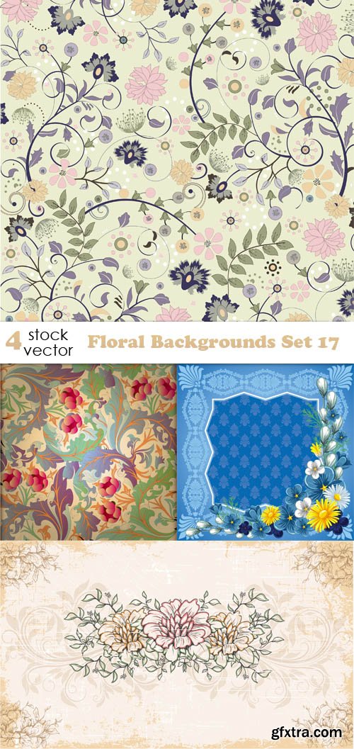 Vectors - Floral Backgrounds Set 17