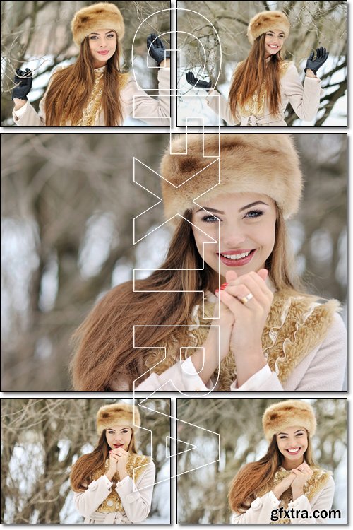 Winter girl in the park - Stock photo