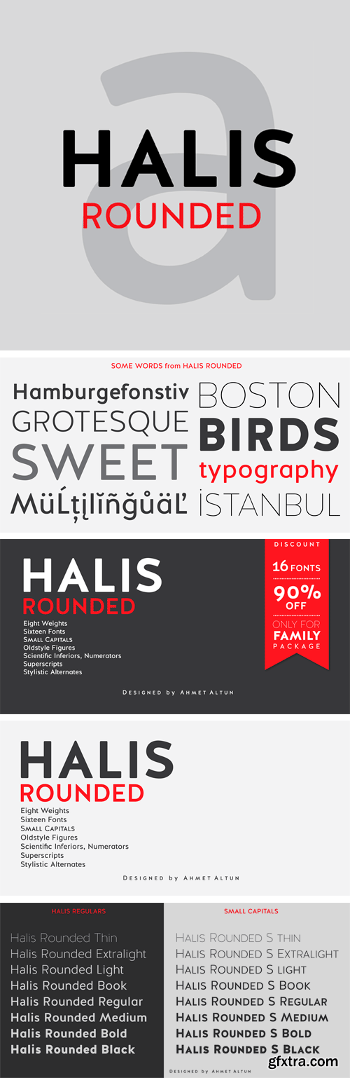 Halis Rounded Font Family - 16 Fonts for $160