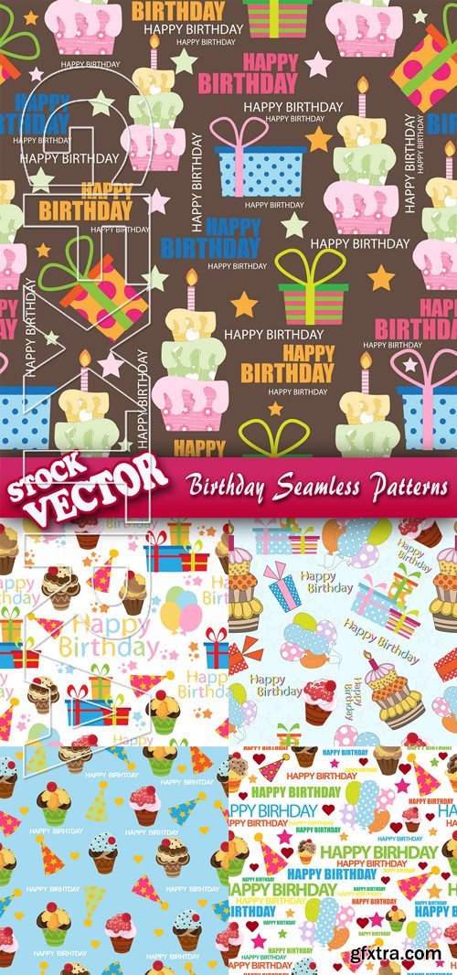 Stock Vector - Birthday Seamless Patterns