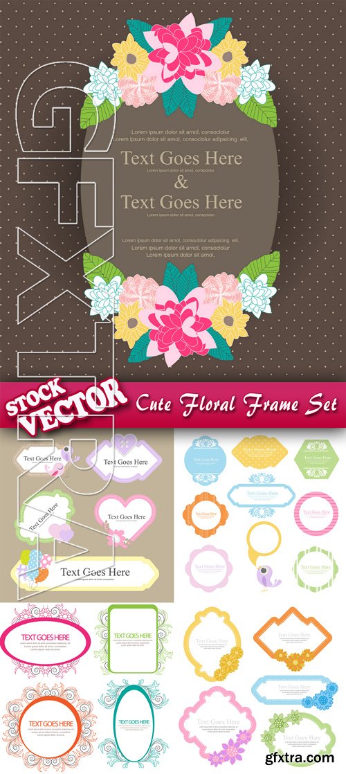 Stock Vector - Cute Floral Frame Set