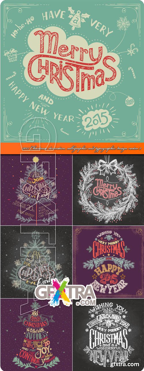 2015 Christmas decoration calligraphic and typographic design vector 2