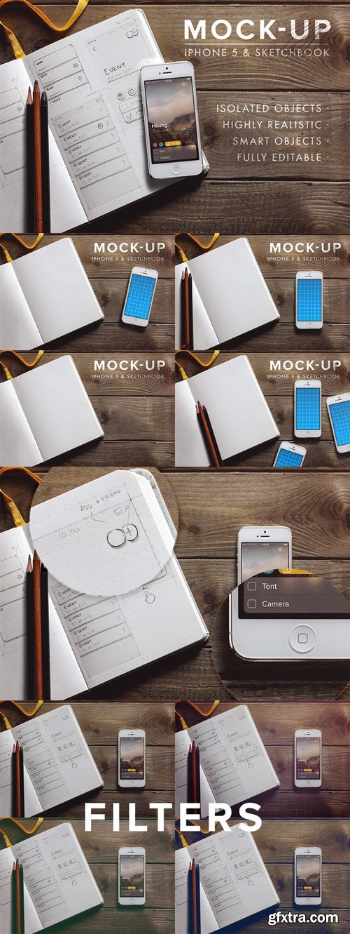 CreativeMarket - iPhone 5 + Sketchbook - Mockup #1 73157