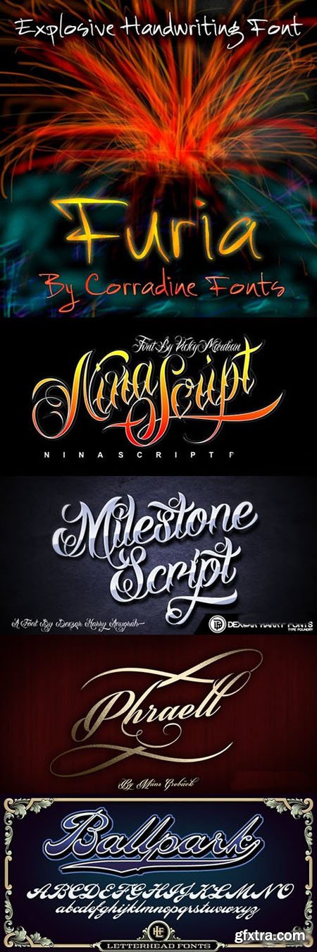 Explosive Handwriting Fonts Family Bundle OTF