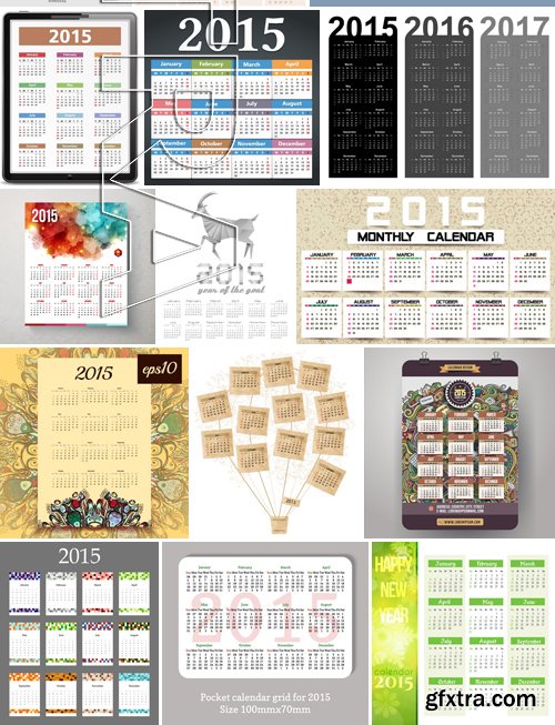 Stock Vectors - Calendar 2015 3, 25xEPS