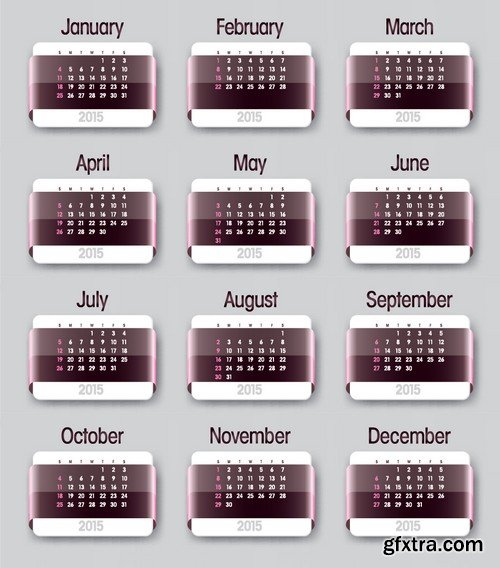 Stock Vectors - Calendar 2015 3, 25xEPS