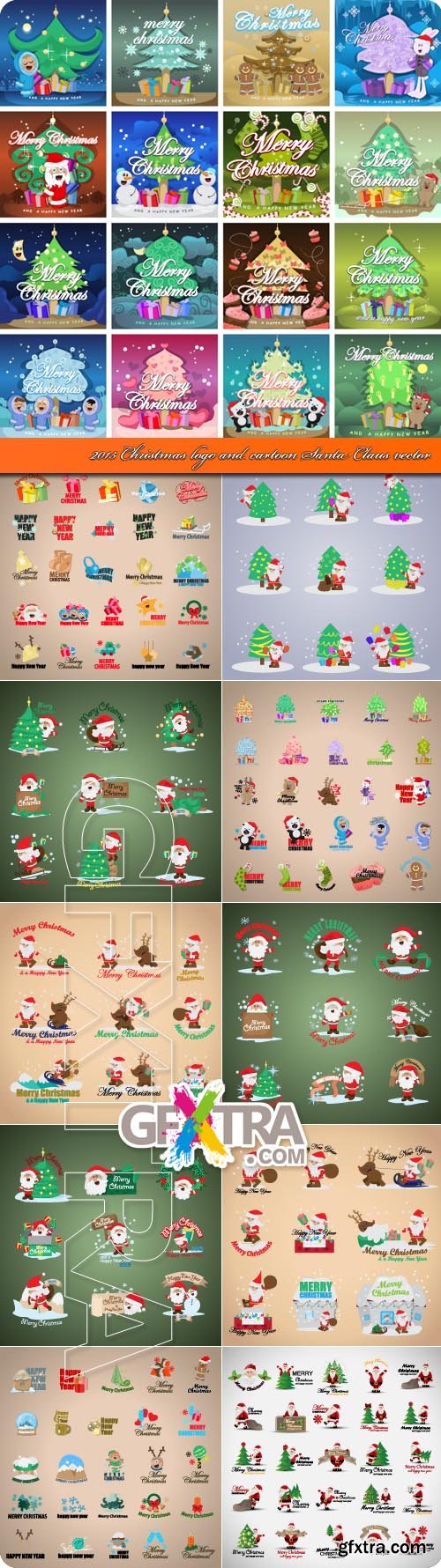 2015 Christmas logo and cartoon Santa Claus vector