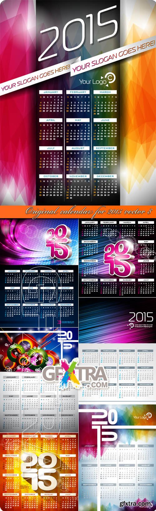 Original calendar for 2015 vector 8