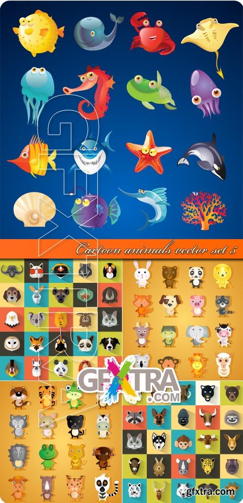 Cartoon animals vector set 5