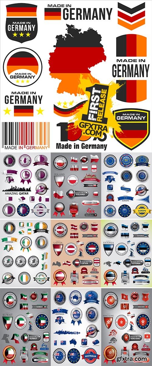 Stock Seals and flag country, Made in,vector