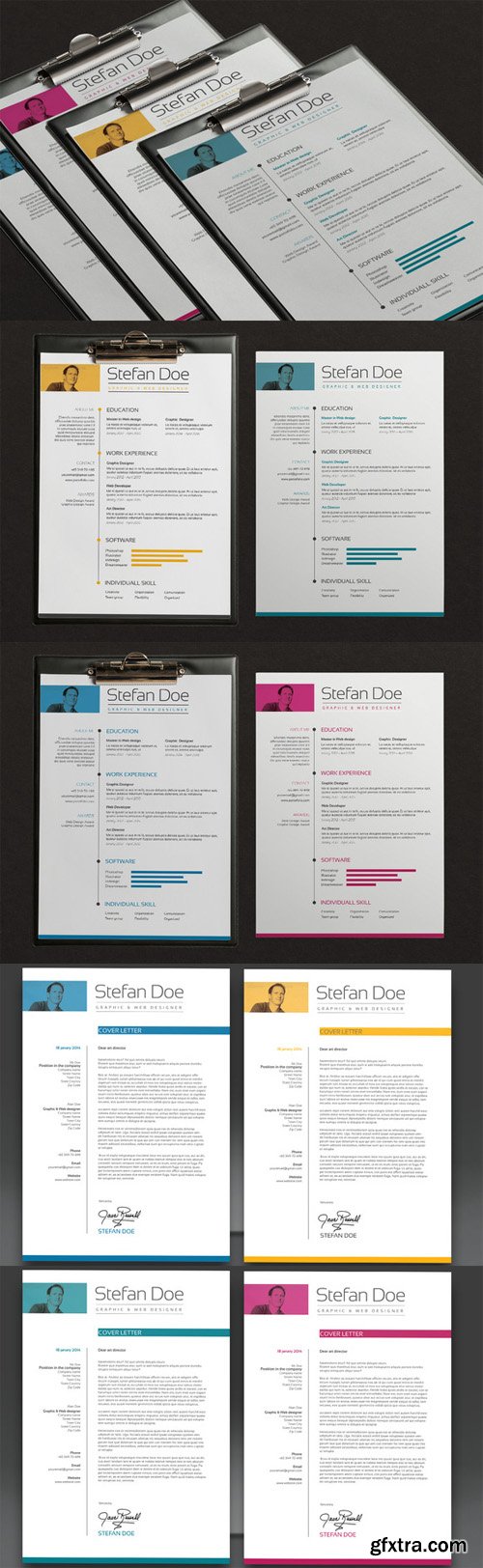 CreativeMarket - 5 color Resume & Cover 84771