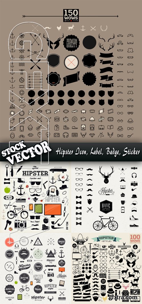 Stock Vector - Hipster Icon, Label, Badge, Sticker