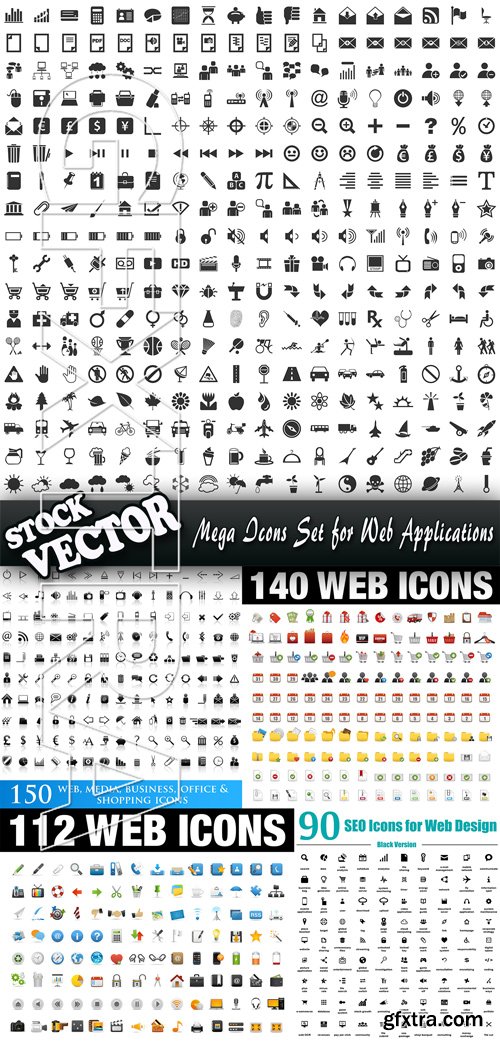 Stock Vector - Mega Icons Set for Web Applications