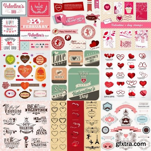 Ecards Valentines Day and design elements #2 25xEPS