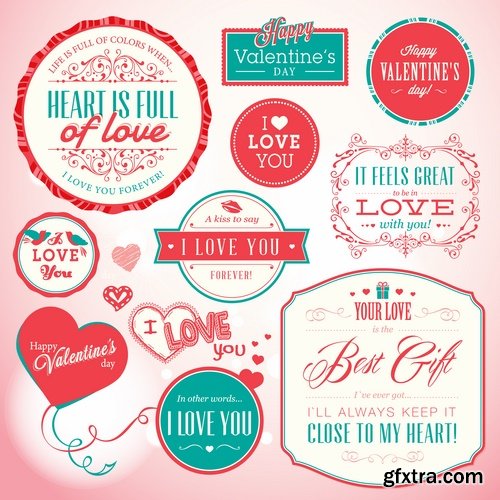 Ecards Valentines Day and design elements #2 25xEPS