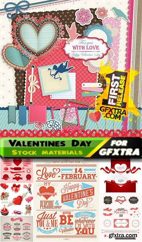 Ecards Valentines Day and design elements #2 25xEPS