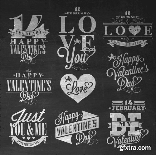 Ecards Valentines Day and design elements #2 25xEPS