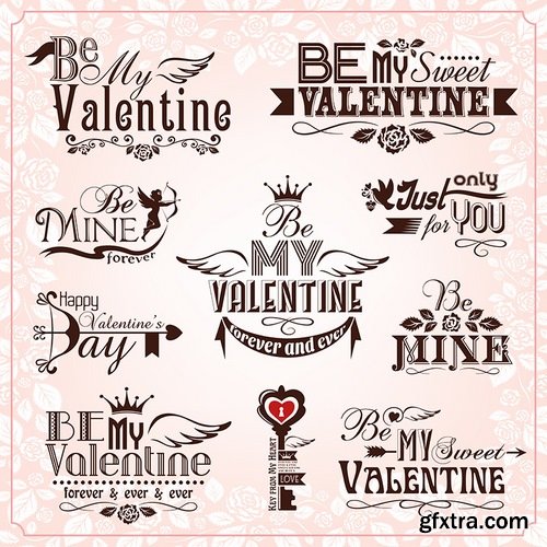 Ecards Valentines Day and design elements #2 25xEPS