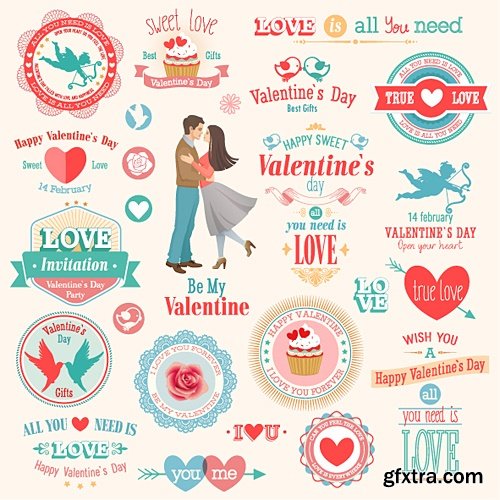 Ecards Valentines Day and design elements #2 25xEPS