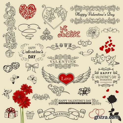 Ecards Valentines Day and design elements #2 25xEPS