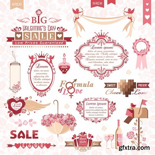 Ecards Valentines Day and design elements #2 25xEPS