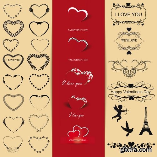 Ecards Valentines Day and design elements #2 25xEPS