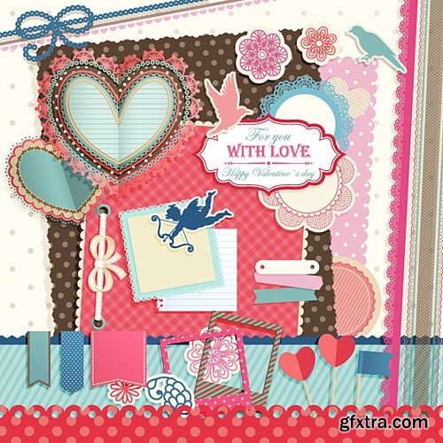 Ecards Valentines Day and design elements #2 25xEPS