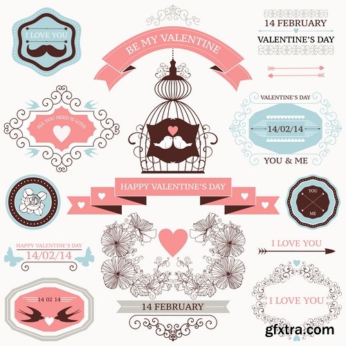 Ecards Valentines Day and design elements #2 25xEPS