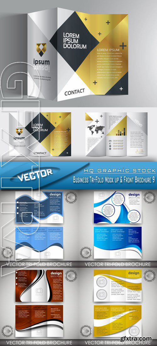 Stock Vector - Business Tri-Fold Mock up & Front Brochure 9