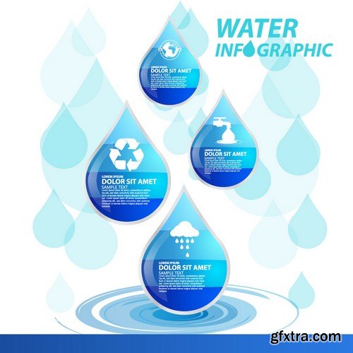 Stock Vectors - Water Infographic, 25xEPS