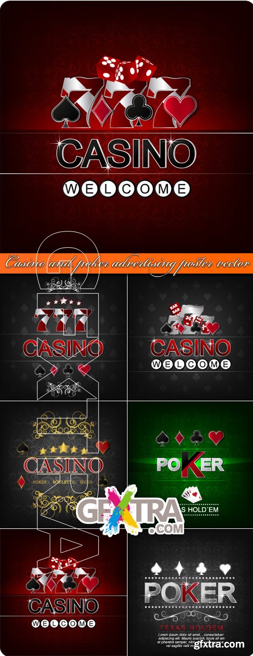 Casino and poker advertising poster vector