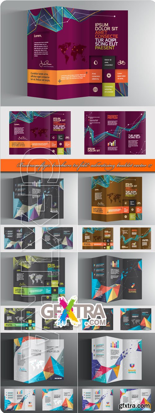 Business flyer brochure tri fold advertising booklet vector 17