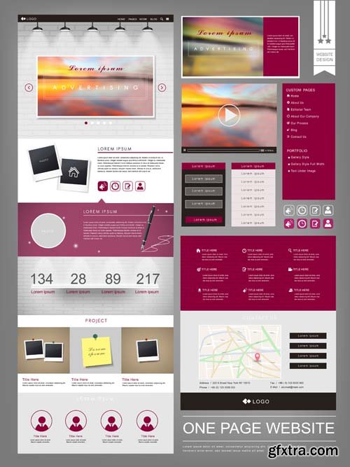 One Page Website Templates - 25x EPS