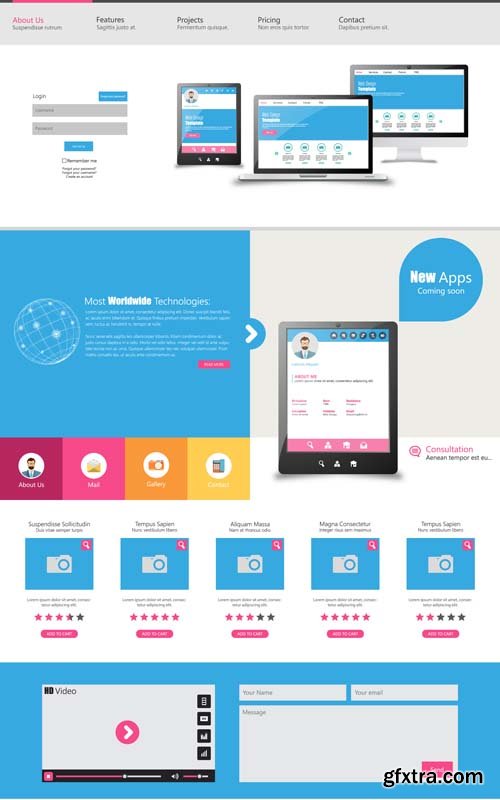 One Page Website Templates - 25x EPS