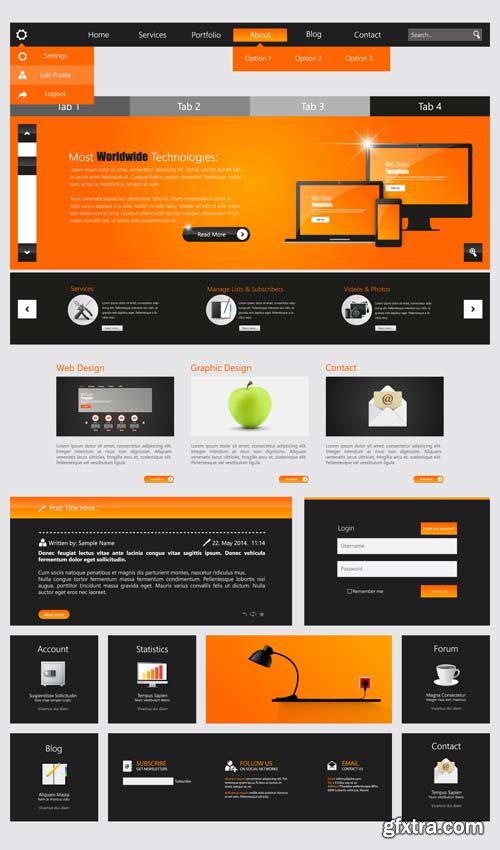 One Page Website Templates - 25x EPS